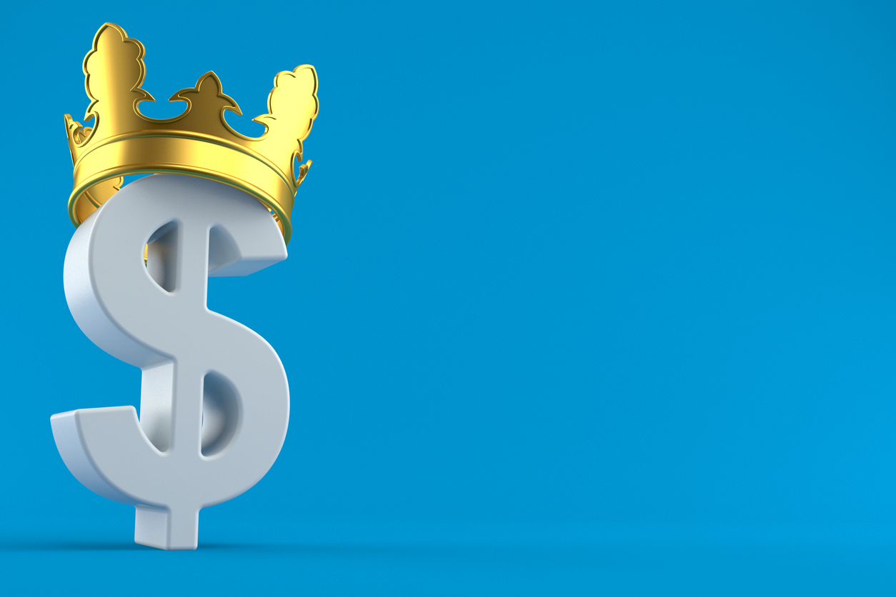 Dollar symbol with crown isolated on blue background. 3d illustration. DraftKings Disrupts Fanatics' Strategy with PointsBet Bid