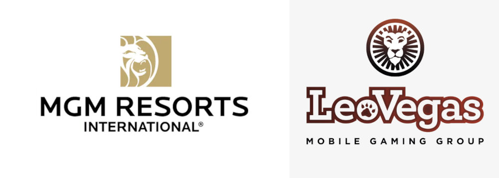 the logos for MGM resorts and LeoVegas are seen side-by-side on a white background. MGM Makes $607 Million Offer to Acquire Sweden's LeoVegas