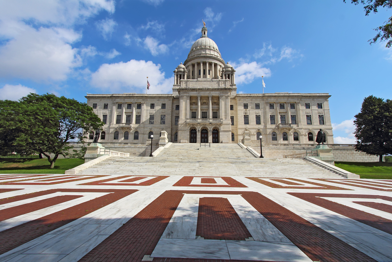The Rhode Island State House on Capitol Hill in Providence -- Rhode Island lawmakers send online casino bills to Governor Daniel McKee, potentially granting Bally's a monopoly on gaming.