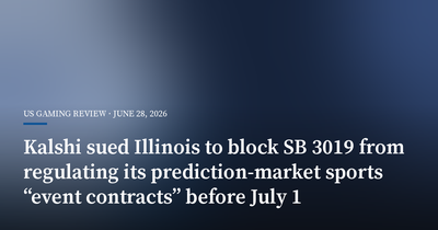 Kalshi Sued Illinois to Block SB 3019 From Regulating Its Prediction-Market Sports “event Contracts” Before July 1